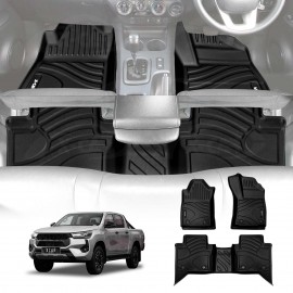3D Floor Mats for Toyota Hilux Dual Cab Auto 2016-2025 Heavy Duty All Weather Car Mats Carpet Liner Set