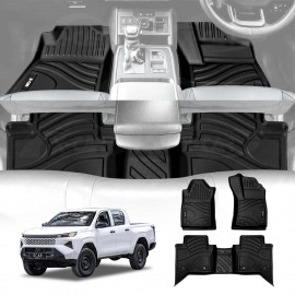 3D Floor Mats for Toyota Hilux Dual Cab Auto 2025-Onwards Heavy Duty All Weather Car Waterproof Interior Protection Liner Set