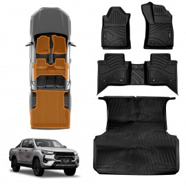 3D Floor Mats Tub Liner Set for Toyota Hilux Dual Cab Auto 2016-2025 J-Deck Heavy Duty All Weather Car Mats