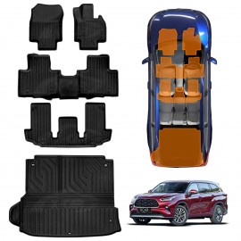 3D Floor Mats Boot Liner for Toyota Kluger 2021-2025 All Weather Heavy Duty Cargo Car Trunk Luggage Tray