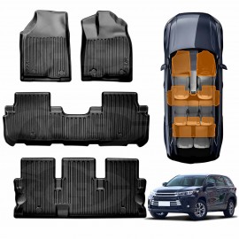 3D Floor Mats Boot Liner Set for Toyota Kluger 2014-2021 All Weather Heavy Duty Cargo Car Trunk Luggage Tray