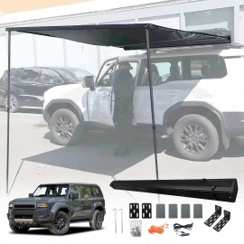 LED light Car Side Awning Camping Shade for Toyota Prado 250 Series 2024-Onwards UV Waterproof 4WD Durable Sunshade
