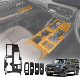 Window Control Gear Shift Panel Trim for Toyota Prado 250 Series 2024-Onwards Carbon Fiber Style Decor & Center Console Cover Protector Accessories