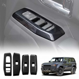 Power Window Control Switch Panel Trim for Toyota Prado 250 Series 2024-Onwards Carbon Fiber Style Decor Cover Protector 