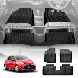 3D Floor Mats for Toyota Yaris Hatch 2011-2020 All Weather Heavy Duty All Weather Car Mats Carpet Liner Set
