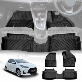 3D Floor Mats for Toyota Yaris Hatch 2020-Onwards Heavy Duty All Weather Car Mats Carpet Liner Set