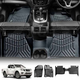 3D Floor Mats for Nissan Navara NP300 D23 2015-2025 WITH Cup Holders Heavy Duty All Weather Car Liners 