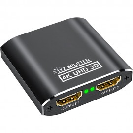 HDMI Splitter 1 in 2 Out 4K Aluminum 1.4 HDCP Supports 4K30HZ 3D 1080P for Xbox PS4 PS3 Fire Stick Blu-Ray Apple TV