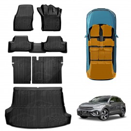 Floor Mats Boot Liner Set for Volkswagen VW T-Roc 2020-2026 All Weather Heavy Duty Car Trunk Cargo Kick Back Seat Protector Cover