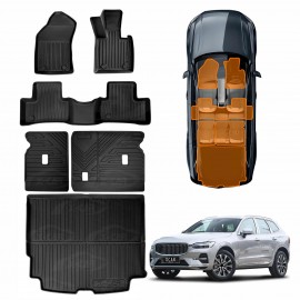 3D Floor Mats Boot Liner Set for Volvo XC60 XC 60 2017-Onwards All Weather Heavy Duty Cargo Kick Mats Back Seat Protector Cover