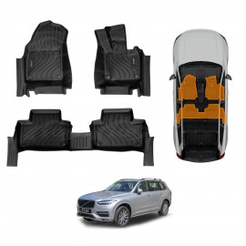 3D Floor Mats for Volvo XC90 Series PHEV 2015-Onwards Heavy Duty All Weather Car Carpet Liner Set Accessories