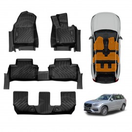 3D Floor Mats for Volvo XC90 Series PHEV 2015-Onwards Heavy Duty All Weather Car Mats Carpet Liner Set