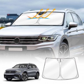 WindScreen Sun Shade for Volkswagen VW Tiguan 2018-2024 Blocks UV Rays Sun Visor Protector Foldable Sunshade
