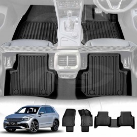 3D Floor Mats for Volkswagen VW Tiguan 2016-2024 Heavy Duty All Weather Car Mats Carpet Liner Set