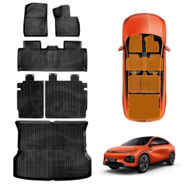 Floor Mats Boot Liner Set for XPeng G6 2024-2025 All Weather Heavy Duty Cargo Kick Mats Back Seat Protector Cover