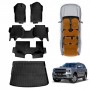 3D Heavy Duty All Weather Car Mats Boot Liner Floor Liner Full Set for Ford Everest 2022-2025 Heavy Duty Cargo Trunk Mat Luggage Tray