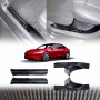 Tesla Model 3 Highland 2023-2025 Carbon Fiber Style Front Rear Door Sill Plate Protector Car Threshold Scuff Trim Covers Guards Accessories